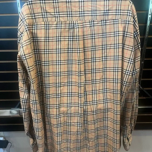 Burberry Beige and Black Plaid Button Down Shirt - Picture 5 of 9
